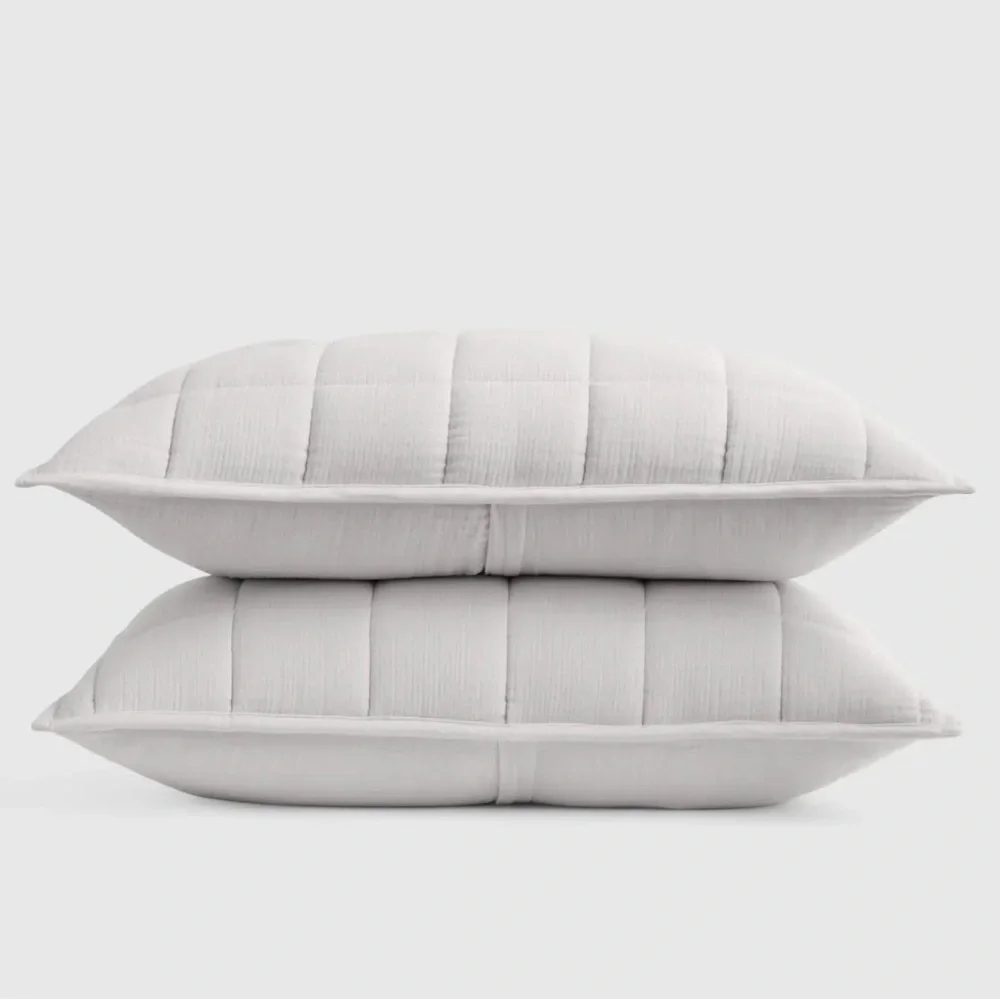 NWOT Quince Organic Airy Gauze Box Quilt King Sham Set of 2 in Light Grey